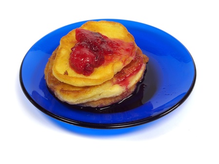 Pancakes on a white background の写真素材