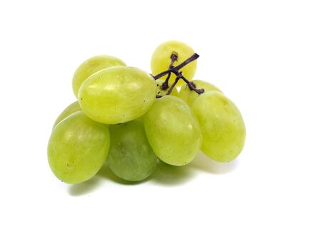 bunch of green grapes on a white background    の写真素材