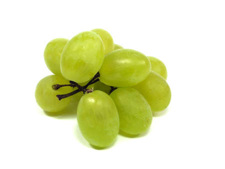 bunch of green grapes on a white background    の写真素材
