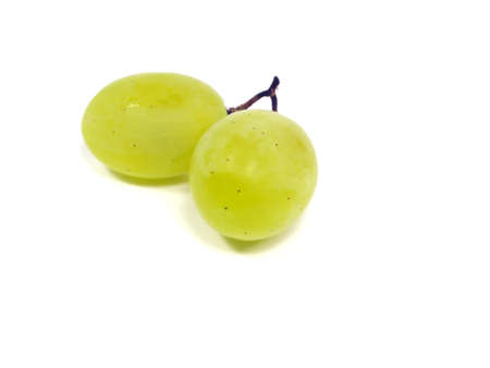 bunch of green grapes on a white background    の写真素材