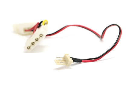 Hard disk drive power cables on a white background 
   の写真素材
