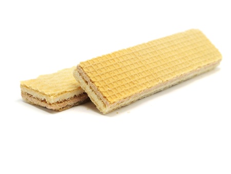 waffle with strawberry and cream filling on a white background 
の写真素材