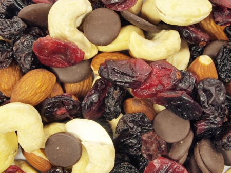 mixed nuts with raisins backgroundの写真素材