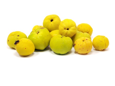 japanese quince fruit on a white backgroundの写真素材