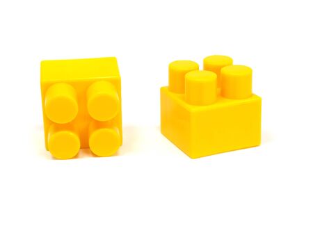 plastic building blocks on a white  background
の写真素材