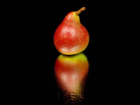 organic red pear on a black background with water drops 
の写真素材