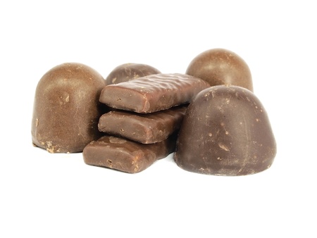 Chocolate candies on a white background  