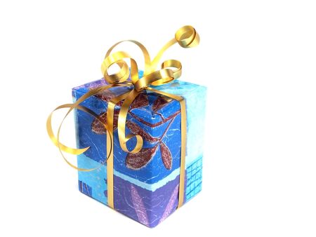 gift boxes decorated with ribbon on a white background.の写真素材