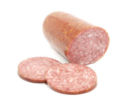 salami on a white background 
     の写真素材