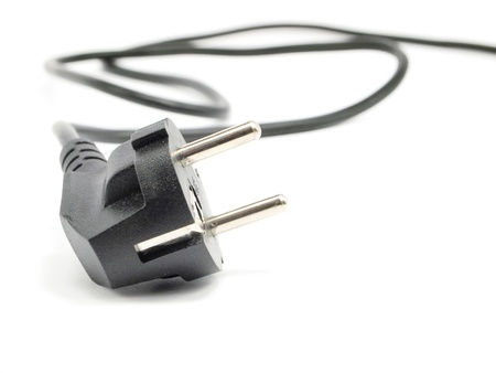 European black power plug isolated on white background 