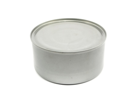 closed bank of canned tuna fish on a white background 
の写真素材