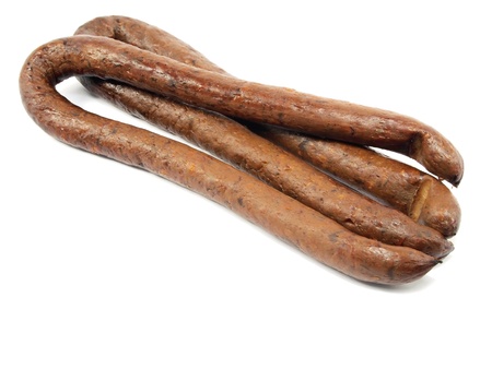 smoked sausage on a white background 
 の写真素材