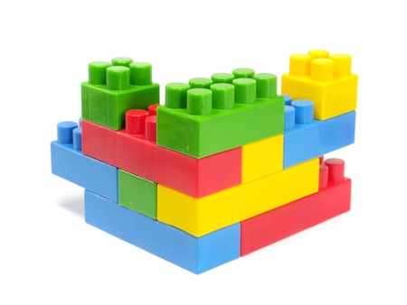 plastic building blocks on a white background 
        の写真素材