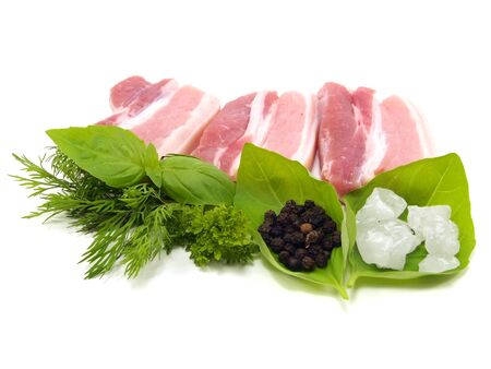 Pork belly with spices on a white background 
      の写真素材