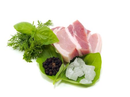 Pork belly with spices on a white background 
      の写真素材