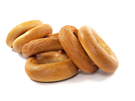 big ring bagels on a white background       