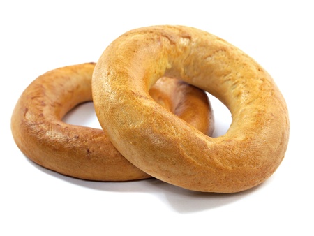big ring bagels on a white background 
      の写真素材