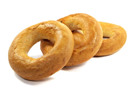 big ring bagels on a white background 
 の写真素材