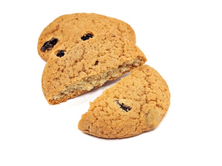 Oatmeal cookies with raisin on a white background
     の写真素材