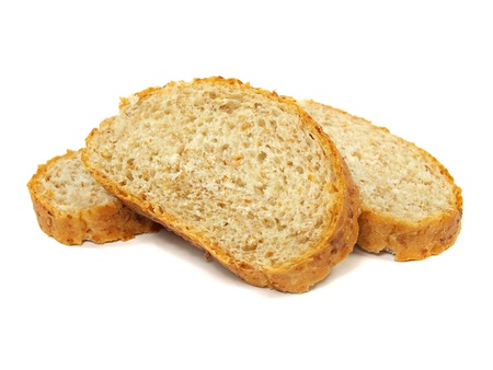 Healthy bran bread on a white background       の写真素材