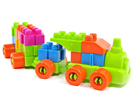 plastic building blocks train on a white background 

の写真素材