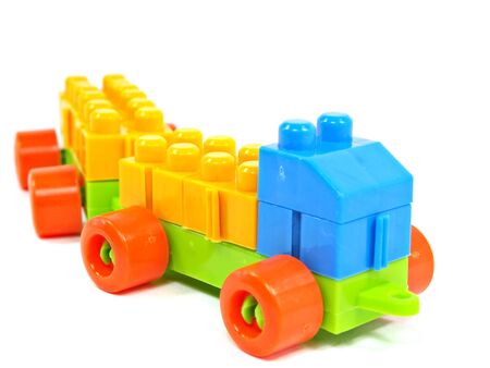 plastic building blocks truck on a white background 

の写真素材