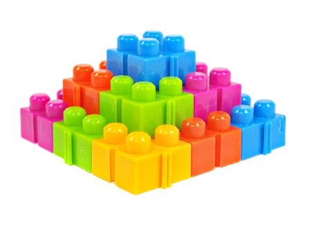 plastic building blocks pyramid on a white background 

の写真素材
