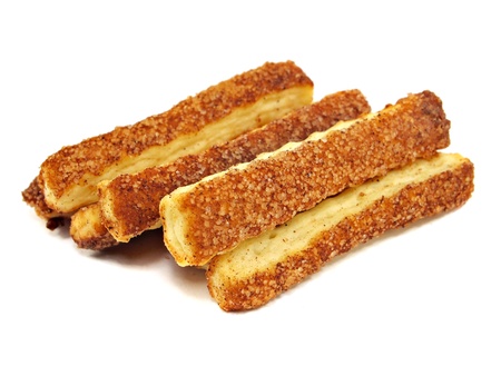 sweet crispy cookies with cinnamon on a white background 
     の写真素材
