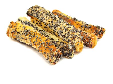 sweet crispy cookies with poppy seeds on a white background 
  の写真素材