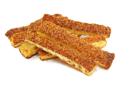 sweet crispy cookies with cinnamon on a white background 
     の写真素材