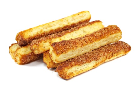 sweet crispy cookies with cinnamon on a white background 
     の写真素材
