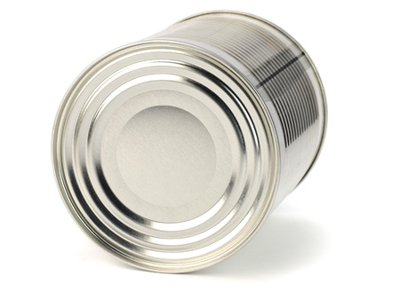 can of caramelized condensed milk on white background の写真素材