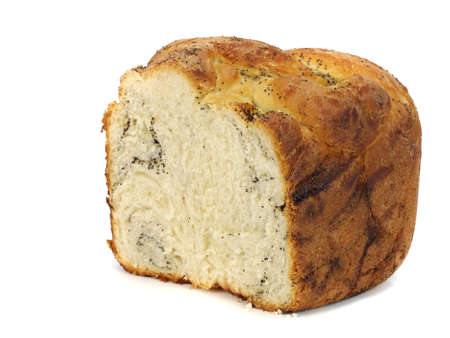 Sweet bread plait with poppy seed on a white background   の写真素材
