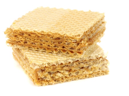 waffle with caramelized condensed milk on a white background      の写真素材