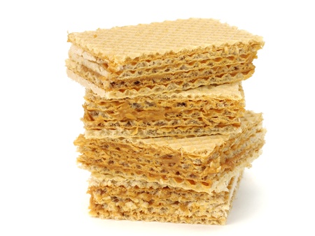 waffle with caramelized condensed milk on a white background      の写真素材
