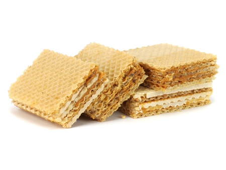 waffle with caramelized condensed milk on a white background      の写真素材