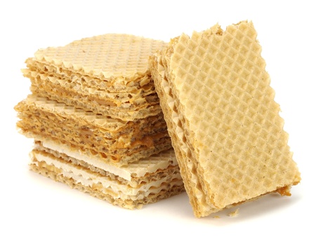waffle with caramelized condensed milk on a white background      の写真素材