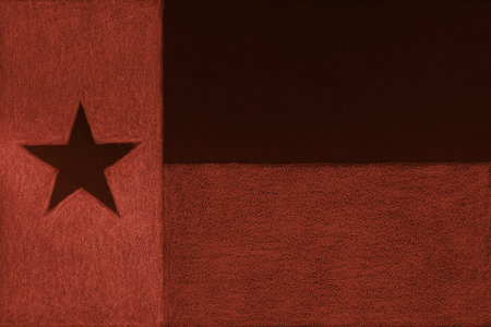 Texas state flag. Dark patriotic textured background. Red tinted wallpaper or backdrop. Symbol of one of the American states. Inverted Lone Star Stateの写真素材
