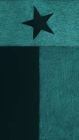 Texas state flag. Dark patriotic textured background. Blue green phone wallpaper. Symbol of one of the American states. Inverted Lone Star State. Turquoise tinted vertical backdropの写真素材