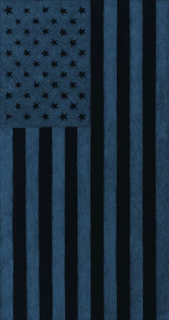 US flag. Black and dark blue tinted background. Patriotic mobile phone wallpaper. Inverted stars and stripesの写真素材