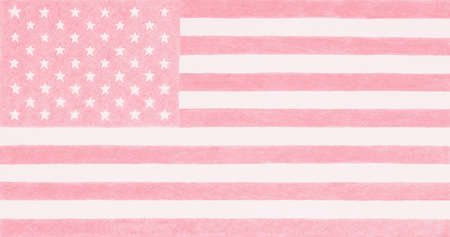 US flag. Light delicate pink tinted background. Patriotic backdrop. Stars and stripes in pastel colors. American Independence Day. The holidays of July 4 and Flag Dayの写真素材