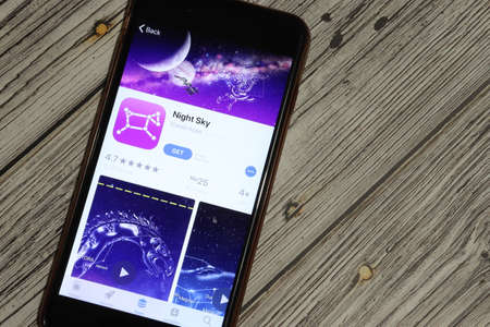Los Angeles, California, USA - 3 December 2019: Night Sky App Icon on phone screen, Illustrative...