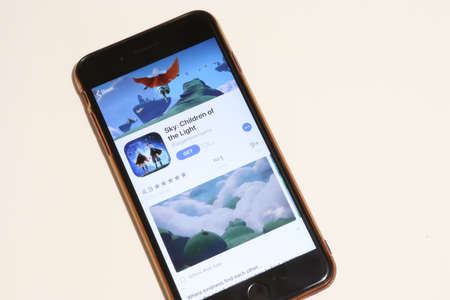 Los Angeles, California, USA - 4 December 2019: Sky Children of the Light app store icon on phone...