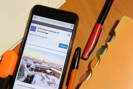 Los Angeles, California, USA - 7 December 2019: Mobile phone screen with KTH Royal Institute of Technology website page. Higher education admission and overview concept, Illustrative Editorialのeditorial素材