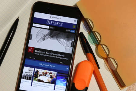 Los Angeles, California, USA - 7 December 2019: Mobile phone screen with Tokyo Institute of Technology website page close-up. Higher education admission and overview concept, Illustrative Editorial.のeditorial素材