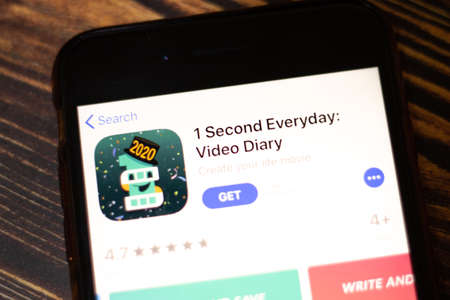 Saint-Petersburg, Russia - 25 December 2019: 1 Second Everyday Video Dairy icon on App Store page...