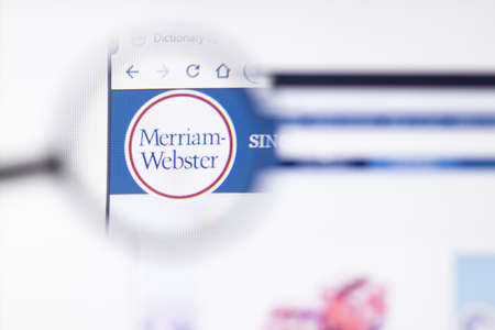 Saint-Petersburg, Russia - 10 January 2020: Merriam Webster website page on laptop display with logo, Illustrative Editorial.のeditorial素材