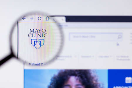 Saint-Petersburg, Russia - 10 January 2020: Mayo Clinic website page on laptop display with logo,...