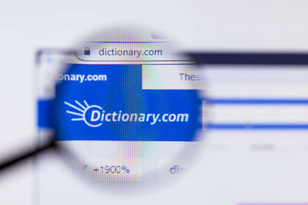Saint-Petersburg, Russia - 10 January 2020: Dictionary website page on laptop display with logo,...