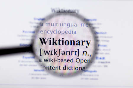 Saint-Petersburg, Russia - 10 January 2020: Wiktionary website page on laptop display with logo, Illustrative Editorial.のeditorial素材